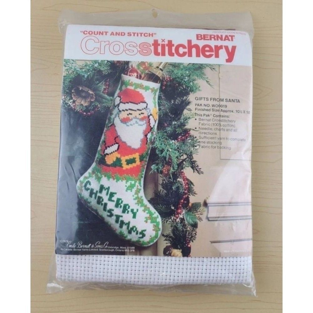 A Vintage Bernat Crosstitchery Christmas Stocking Kit